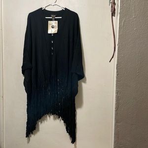 PATTI LABELLE SILK BLEND PONCHO, SHAWL SWEATER V NECK